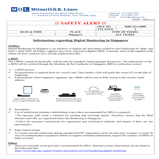 2. Digital Bunkering in Singapore TECHNICAL INFORMATION