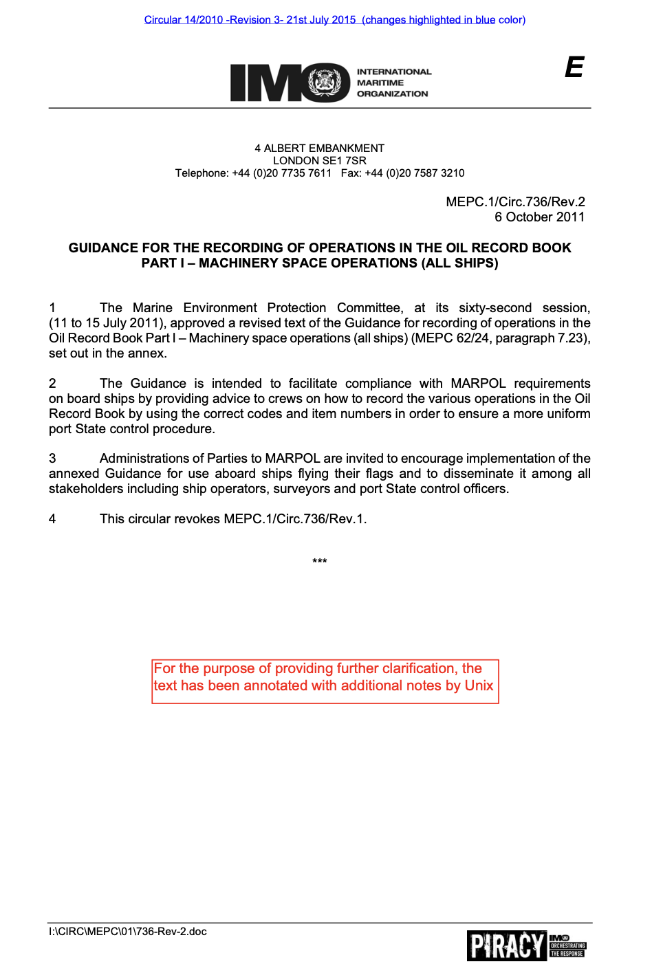 MEPC.1-Circ.736-Rev.3-OIL RECORD BOOK GUIDENCE FOR THE ENTRY PART 1 ORB